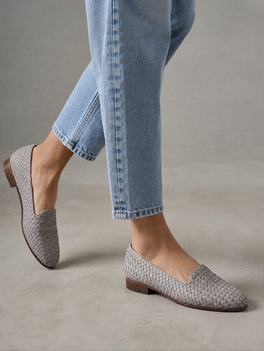 Dieppa Restrepo Taupe Basketweave Leather Smoking Slippers Loafers Womens Size 7